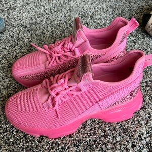 Steven Madden. Pink Athletic Sneakers with Glitter Accents